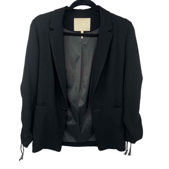 Maje Single-Button Notched Lapel Flap Pockets Blazer Womens Black Size 36 Small - Picture 6 of 7